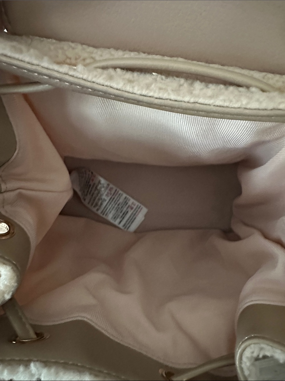 Disney Beige and Pink Plush Sherpa Backpack with Chip & Dale Pockets, NWT - Picture 3 of 5